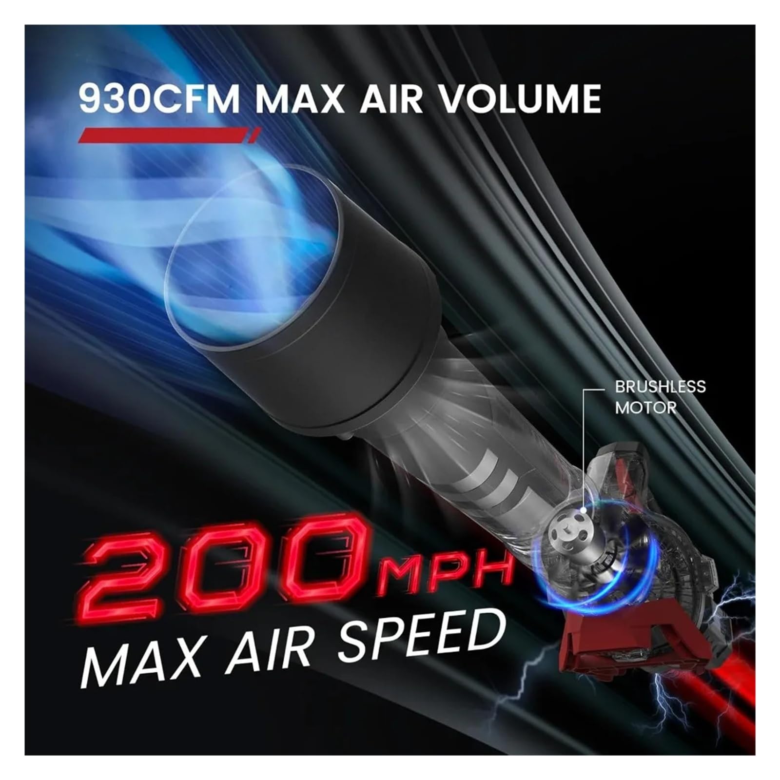 Soplador de Hojas, Soplador de Hojas inalámbrico, Potente soplador 58 V, Motor sin escobillas, Turbo Velocidad Variable