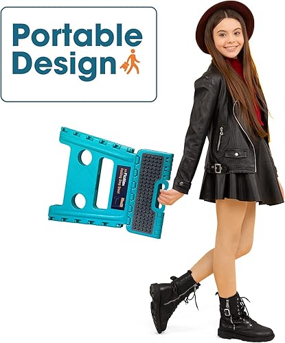 Miniatura 5 de Flottian Taburete plegable de 13 pulgadas para adultos y niños con capacidad para hasta 300 libras, taburetes plegables antideslizantes con asa,