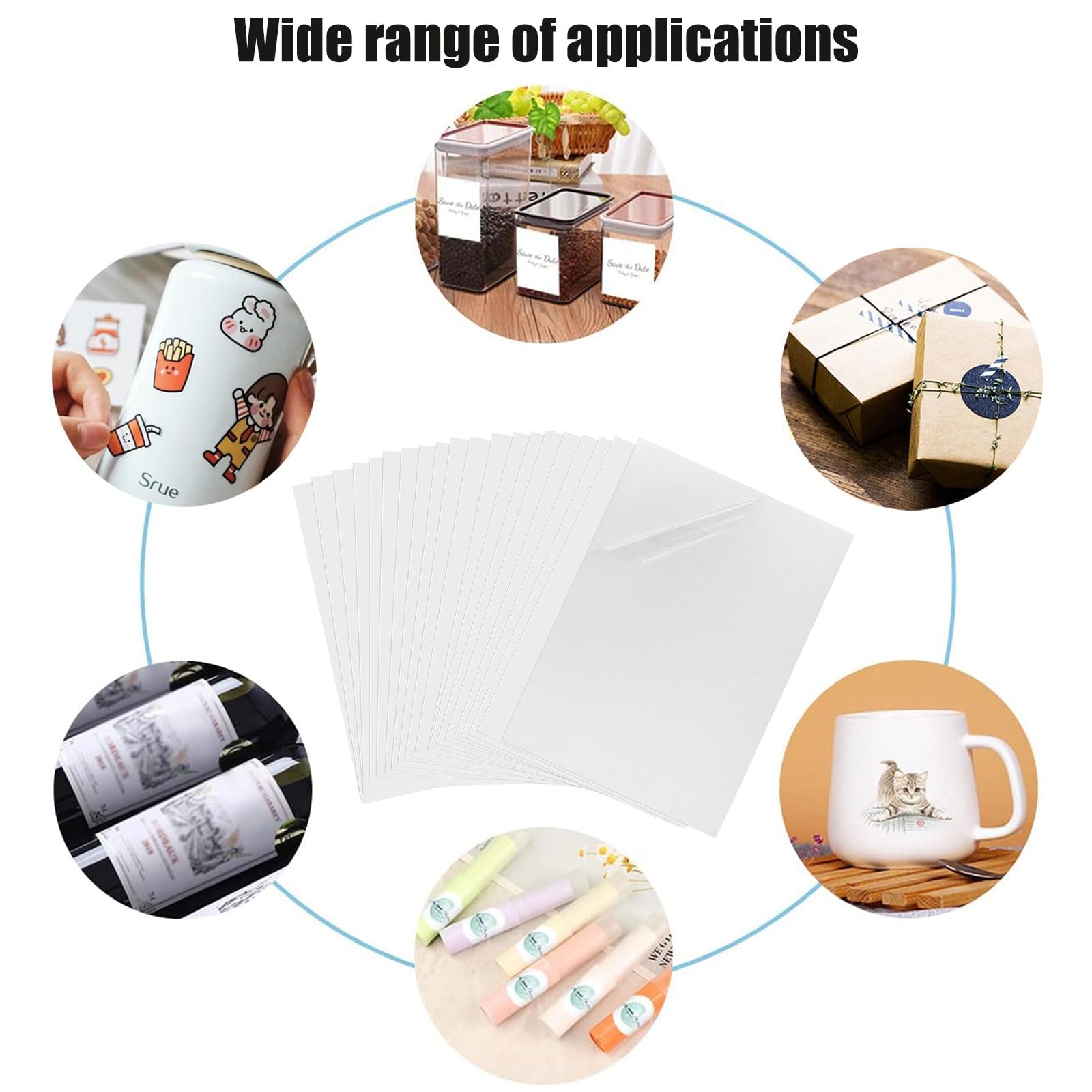 Klebefolie Zum Bedrucken Bedruckbare Klebefolien Transparent – 20 Blatt A4,  Für Laser-Drucker Bedruckbare Aufkleberfolien, image size:1600x1600