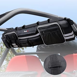 UTV Large Roll Cage Bag Roll Bar Overhead Storage Organizer Cargo Bags with Reflective Strip Compatible with Ranger RZR Pioneer Talon