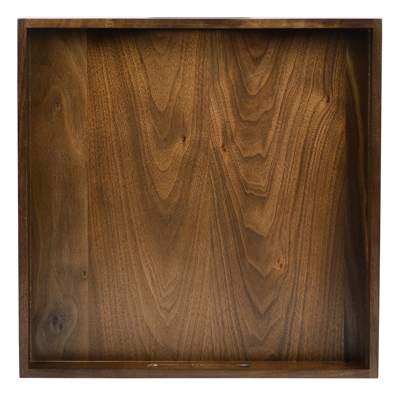 KINGCRAFT 14 x 14 inches Large Square Ottoman Tray Solid Wooden Black Walnut Table Platter Decorative Serving Tray with Handle for Oversized Ottoman