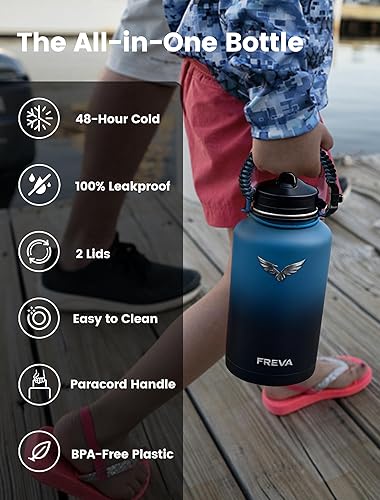 Miniatura 2 de Botella de agua aislada de 64 onzas, de triple capaal vacío de acero inoxidable (fría durante 48 horas), jarra de agua grande de medio galón con
