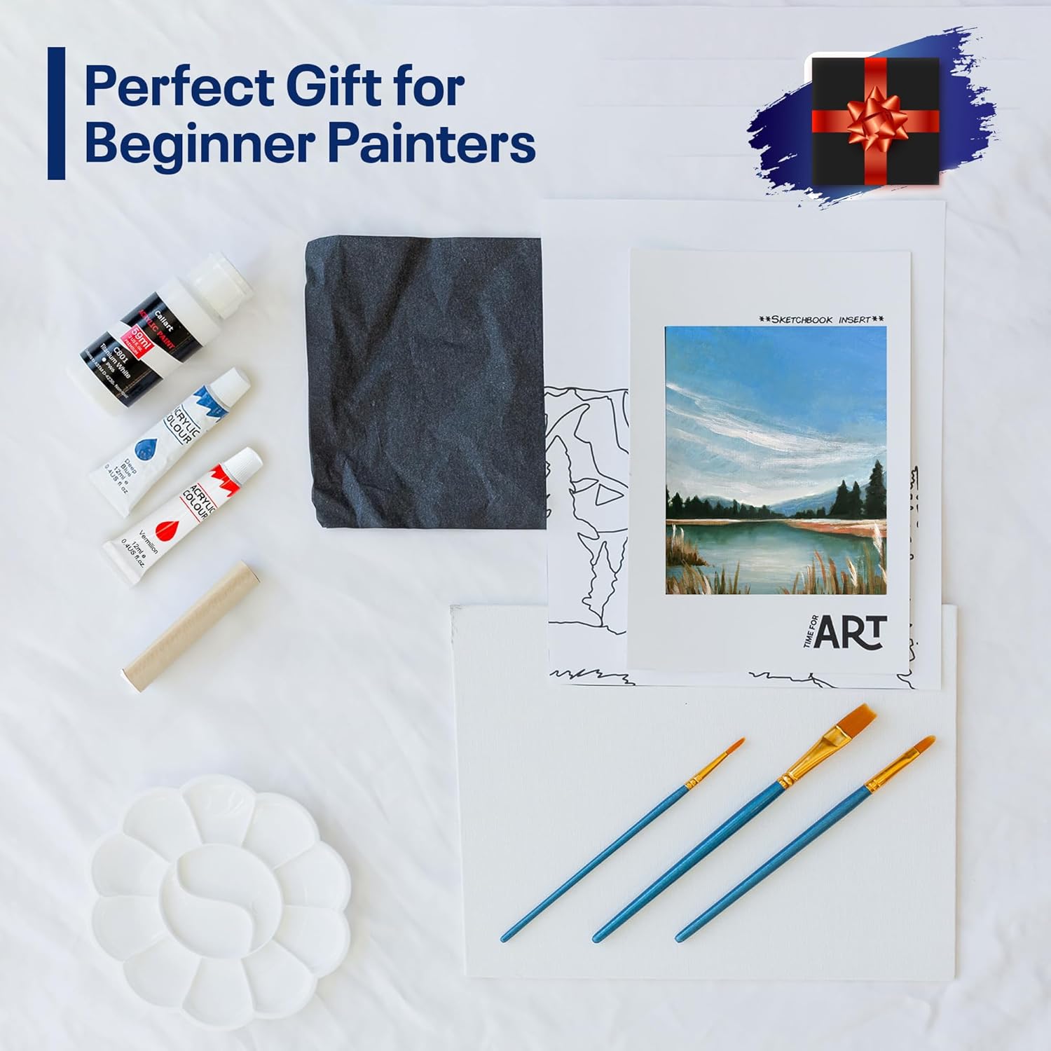 Painting4Real DIY Art Painting Kit for Adults – Learn to Paint Amber Lake with Video Tutorials – 9 Pieces Acrylic Paint Set for Adults –Perfect Christmas Crafts & Holiday Gifts for Art Lovers