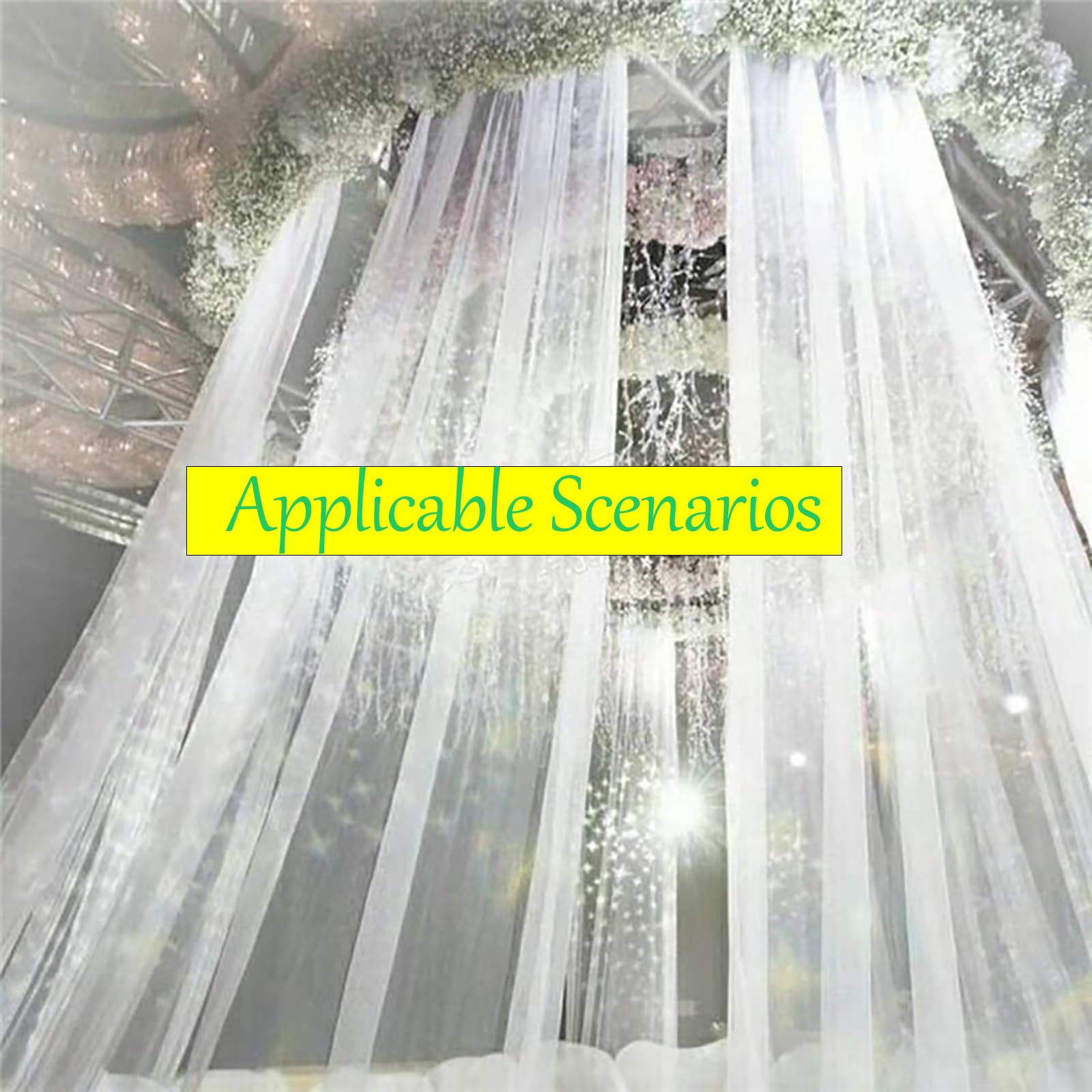 10M x 1.5M Organza Stoff Meterware Transparent Stoffe Zum Nähen Tüll Dekostoff Netzstoff Organza Modestoff Glänzend Kostümstoff für Tischdecken, Kleidung, DIY Basteln, Hochzeitsdeko