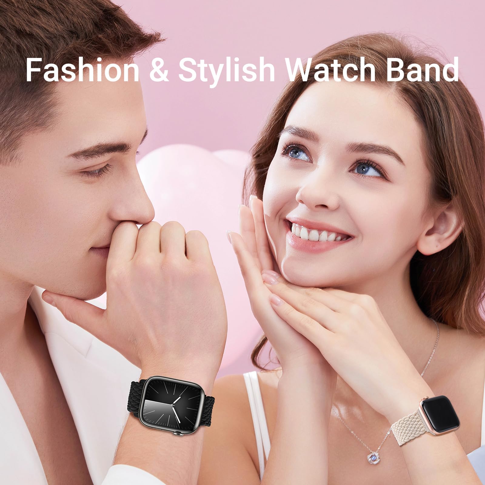 Higgs Braided Strap Compatible with Apple Watch Straps 44mm 46mm 38mm 42mm 40mm 41mm 45mm 49mm for Men Women, Nylon Elastic Magnetic Snap Strap for iWatch Series 11 10 9 SE 8 7 6 5 4 Ultra 3 2 1 — view 7
