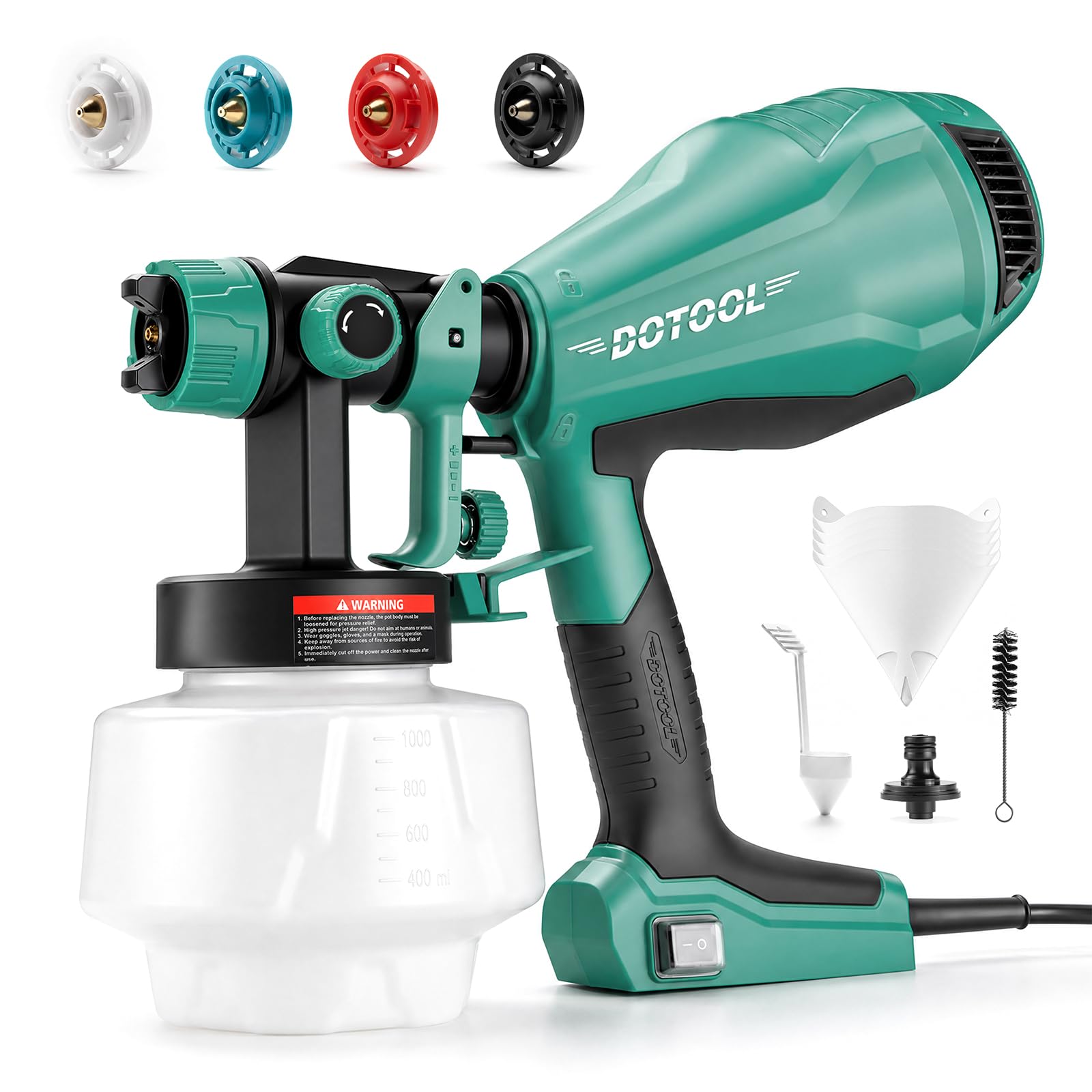 DOTOOL Pulverizador de pintura HVLP de 500 W, pistola eléctrica para
