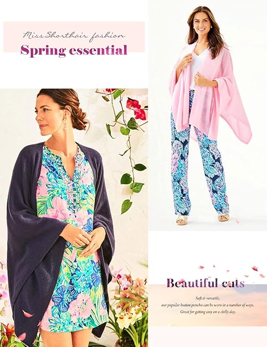 The MissShorthair Women's Lightweight Knitted Scarf Poncho is a versatile and stylish accessory perfect for the fall and winter seasons. This poncho sweater cape shawl is made from soft and breathable material that offers warmth and comfort without feeling bulky. The knit design adds a cozy and chic touch to any outfit, making it a great addition to your wardrobe.