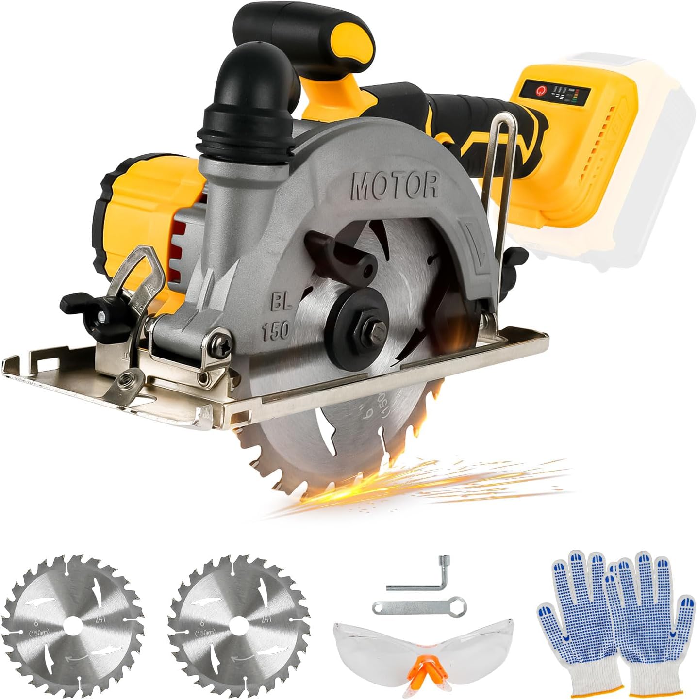 Cordless Circular Saw Compatible with Dewalt 20V Max Battery, 5.5" Saw Brushless Motor 6200RPM Electric Circular Saw with 2 Blades (Tool Only, No Battery)