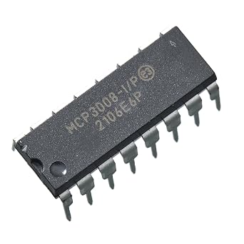 1pcs MCP3008-I/P MCP3008 MCP 8-Channel 10-Bit A/D Converters with SPI Serial Interface 2.7V,DIP-16.