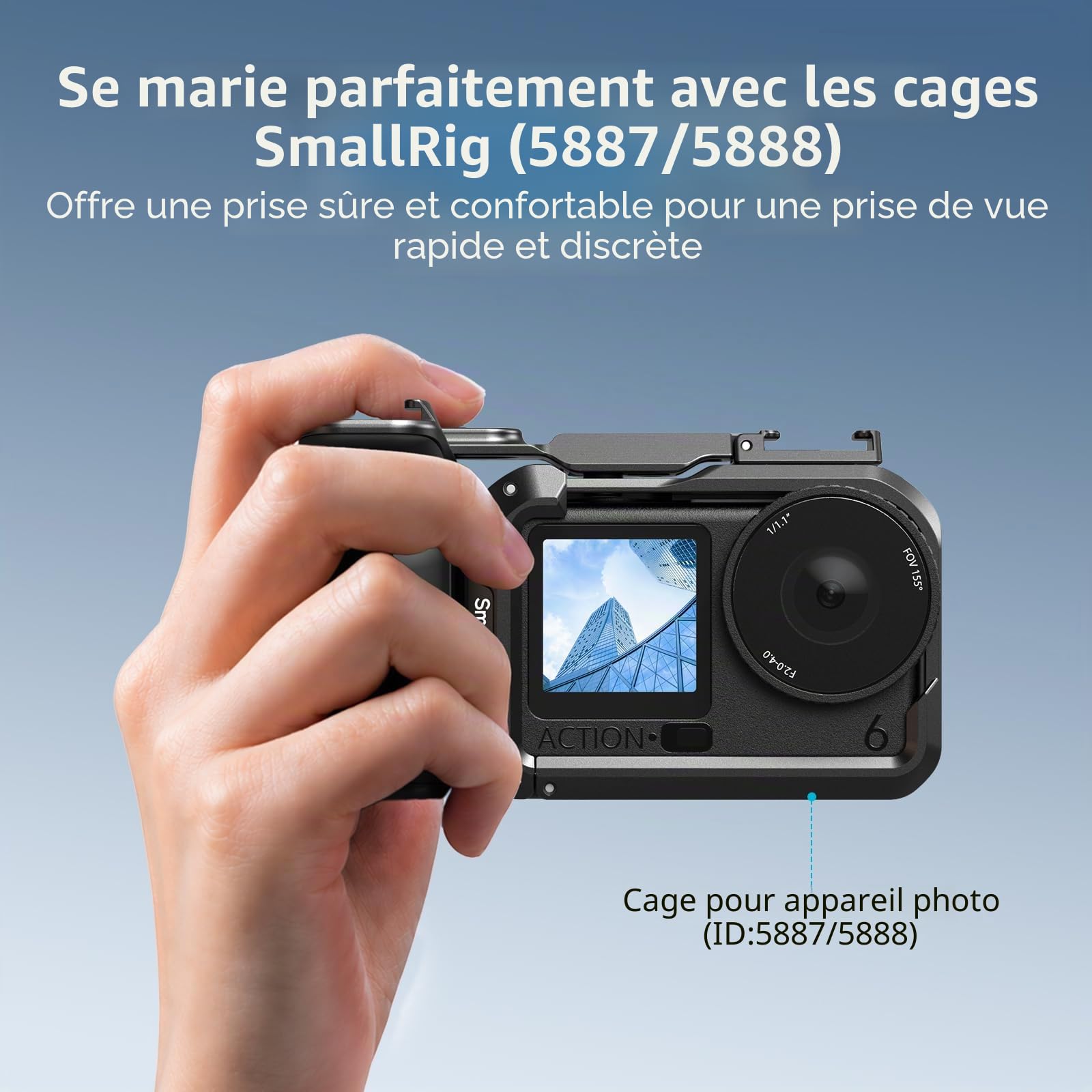 SmallRig Poignée pour DJI Osmo Action 6, poignée latérale pour la Photographie de Rue avec déclencheur et Griffe Porte-Accessoires, Compatible avec Les Cages SmallRig Action 6 5887/5888-6259