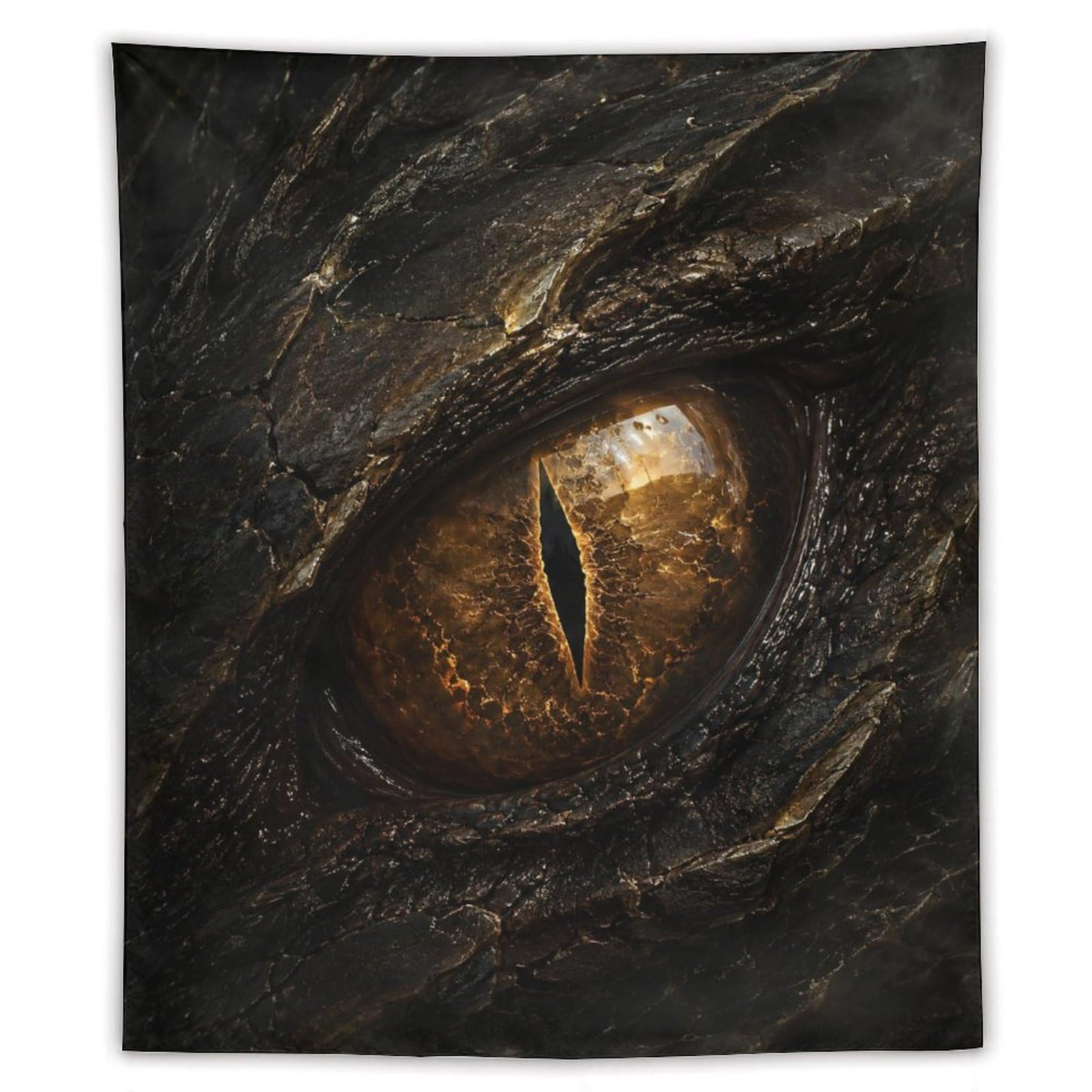 W7C8U2X3 Golden Dragon Eye Wall Tapestry, Surrealist, Mythic Creature
