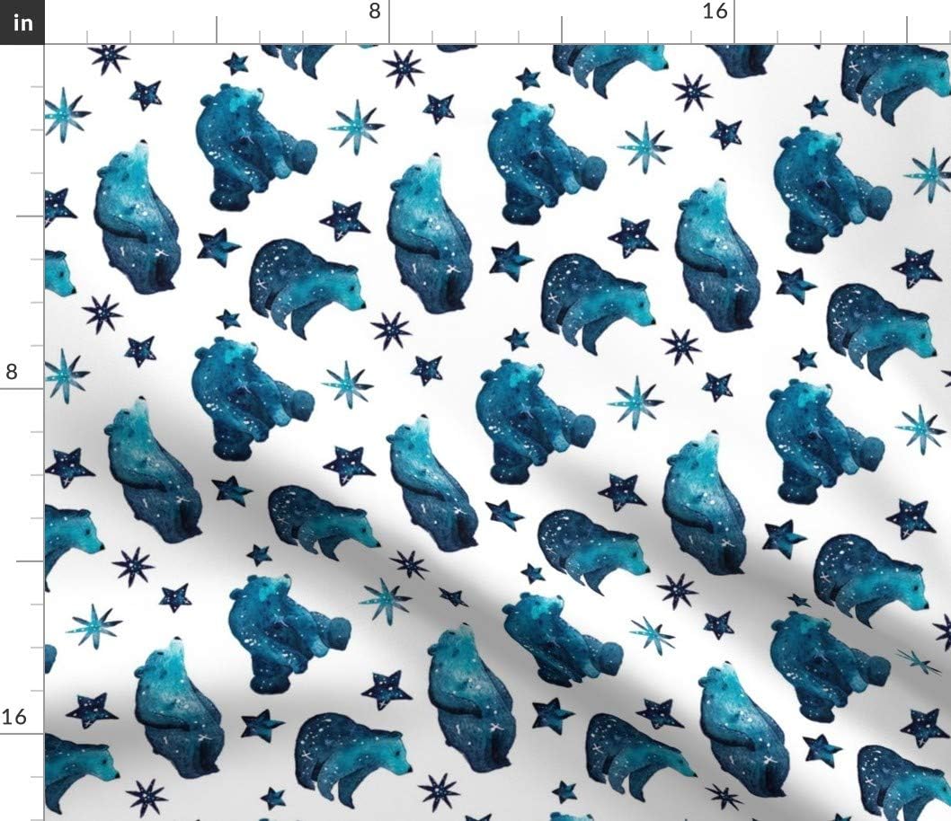 Spoonflower Fabric - Pattern Bear Constellation Galaxy Woodland Star Outer Space Bears Printed on Petal Signature Cotton Fabric Fat Quarter - Sewing Quilting Apparel Crafts Decor