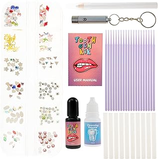 Tooth Gems Kit for Teeth Include Dental Grade Adhesive Tooth Gems Kit Fashionable DIY Fashionable Tooth Artificial Reflective Professional Tooth Jewelry Gems Kit (A)