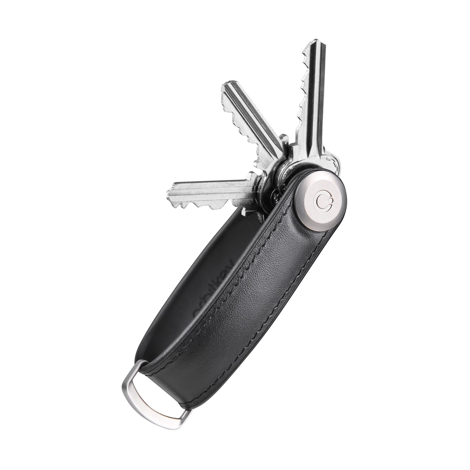 Orbitkey Key Organizer Hybrid Leather | Premium Nappa leather & TPU, Stainless Steel Locking Mechanism, Slim & Quiet Profile Black