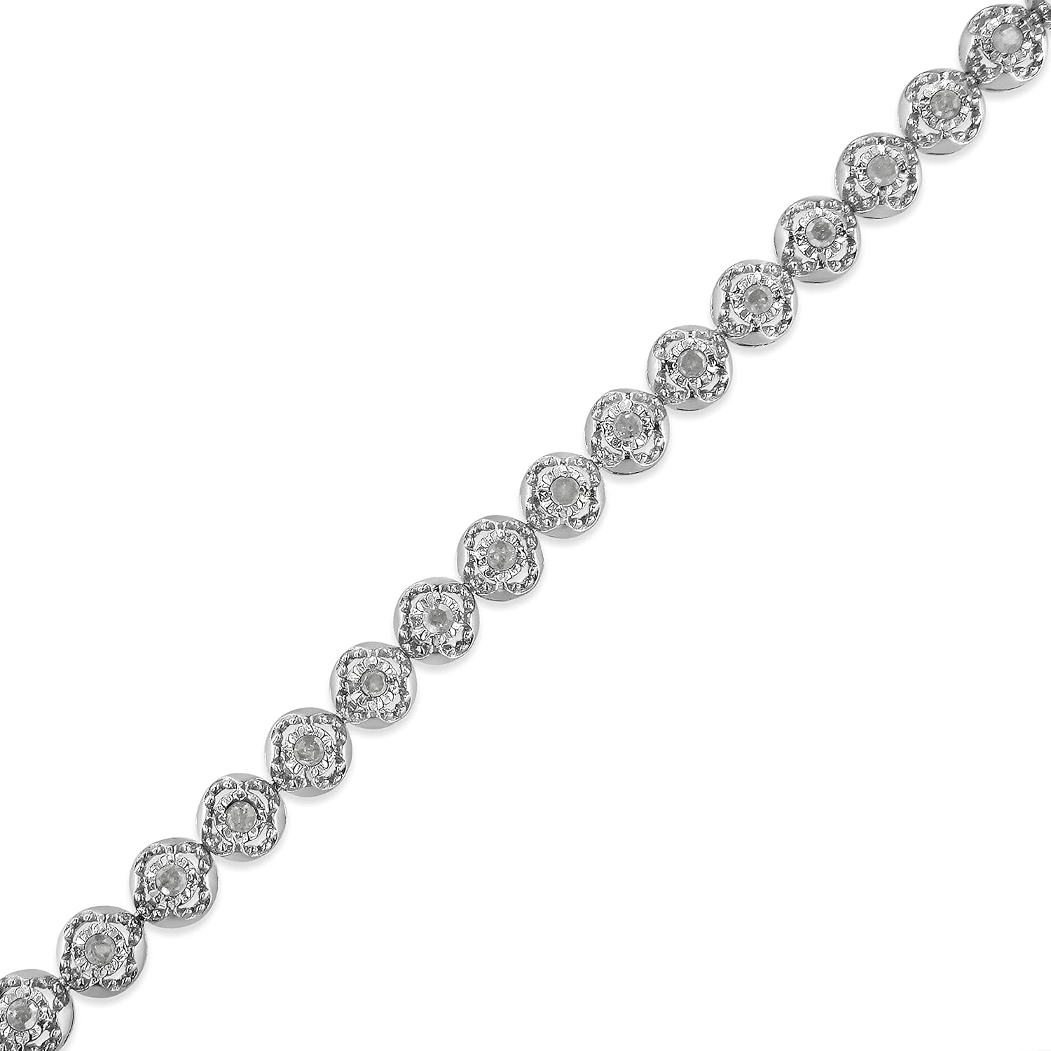 Original Classics .925 Sterling Silver 1.0 Cttw Miracle Plate 7" Diamond Bracelet (I-J Color, I3 Clarity)