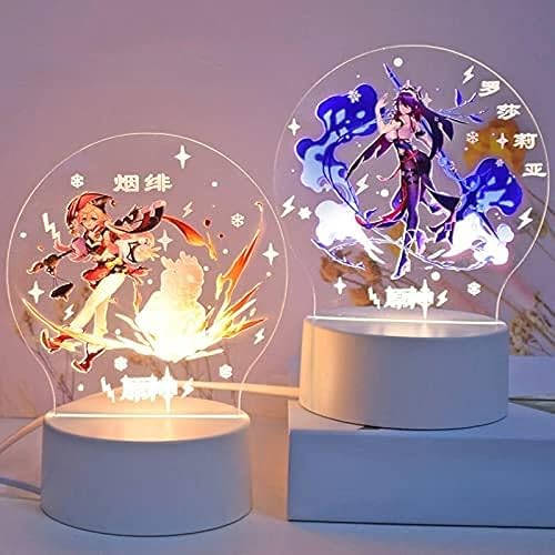 Miniatura 5 de Genshin - Lámpara de impacto de 7 colores, luces LED de noche acrílicas, estilo anime 3D, luz nocturna colorida Genshin, calcomanías de figuras de