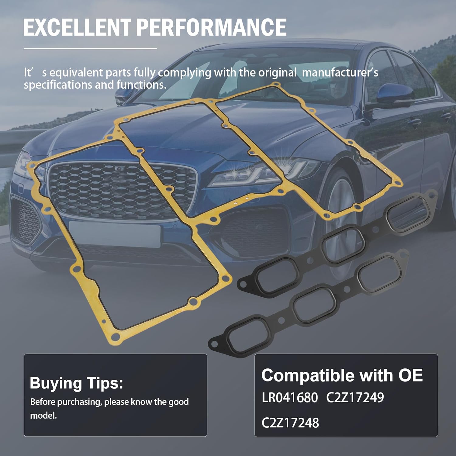 Intake Manifold Gasket Kit LR041680 Compatible with 2013-2020 Jaguar XJ XF F-Type F-Pace XE 3.0L C2Z17248 C2Z17249