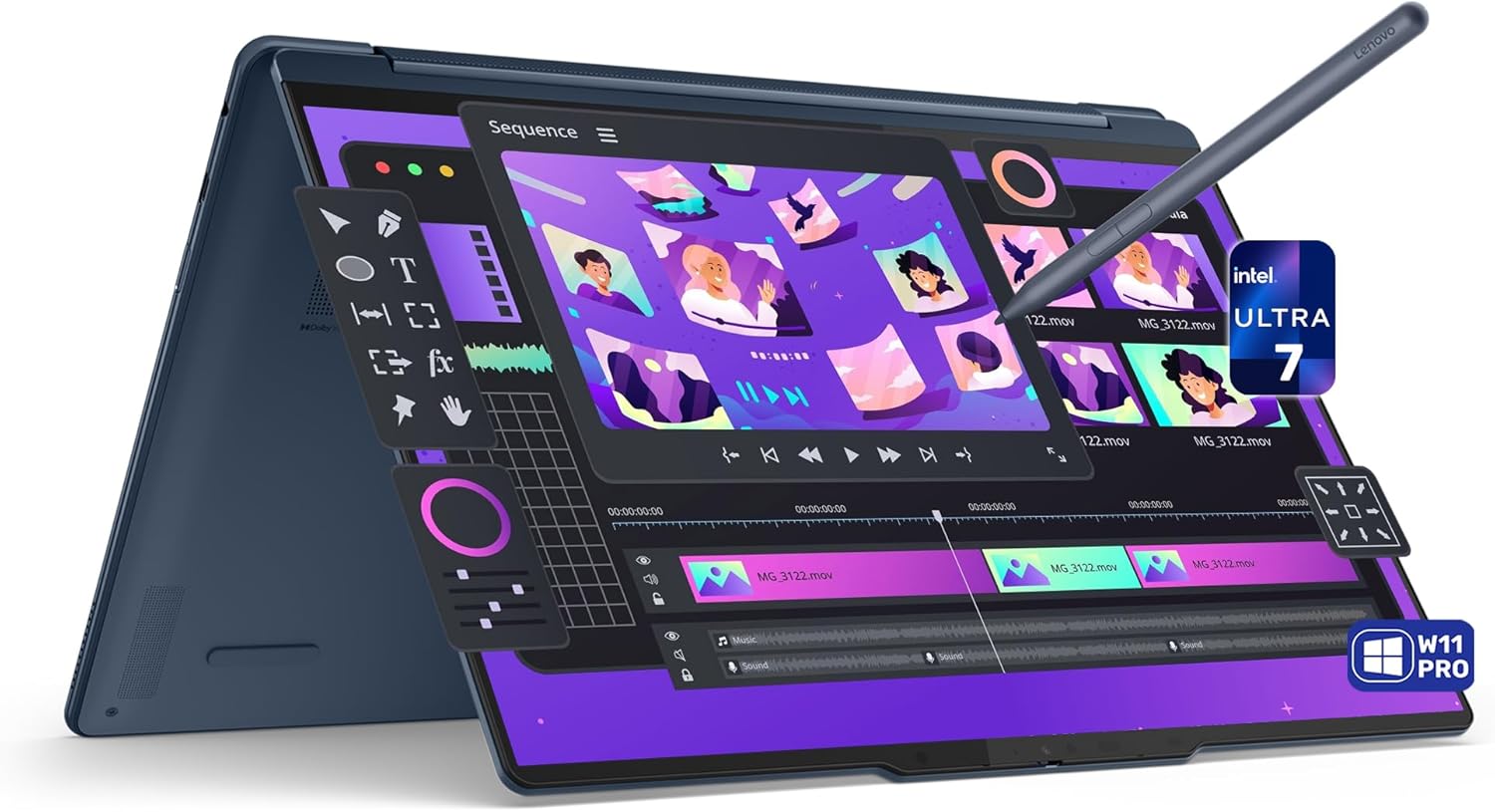 LENOVO Yoga 9i 2-in-1 Copilot+ Laptop, Intel Ultra 7-258V, 32 GB LPDDR5x RAM, 1 TB PCIe SSD, 14" 3K (2880x1800) OLED Touchscreen Display, Intel Arc Graphics, Backlit Keyboard, W11 Pro, Cosmic Blue