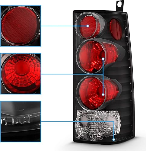 Miniatura 2 de AmeriLite Juego de luces traseras de freno de repuesto negras para Chevy Express GMC Savana Van - lado del pasajero y del conductor