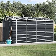 Gerätehaus,Verzinkter Stahl,Outdoor Gartenhaus wetterfest Anthrazit,191 x 385 x 198 cm