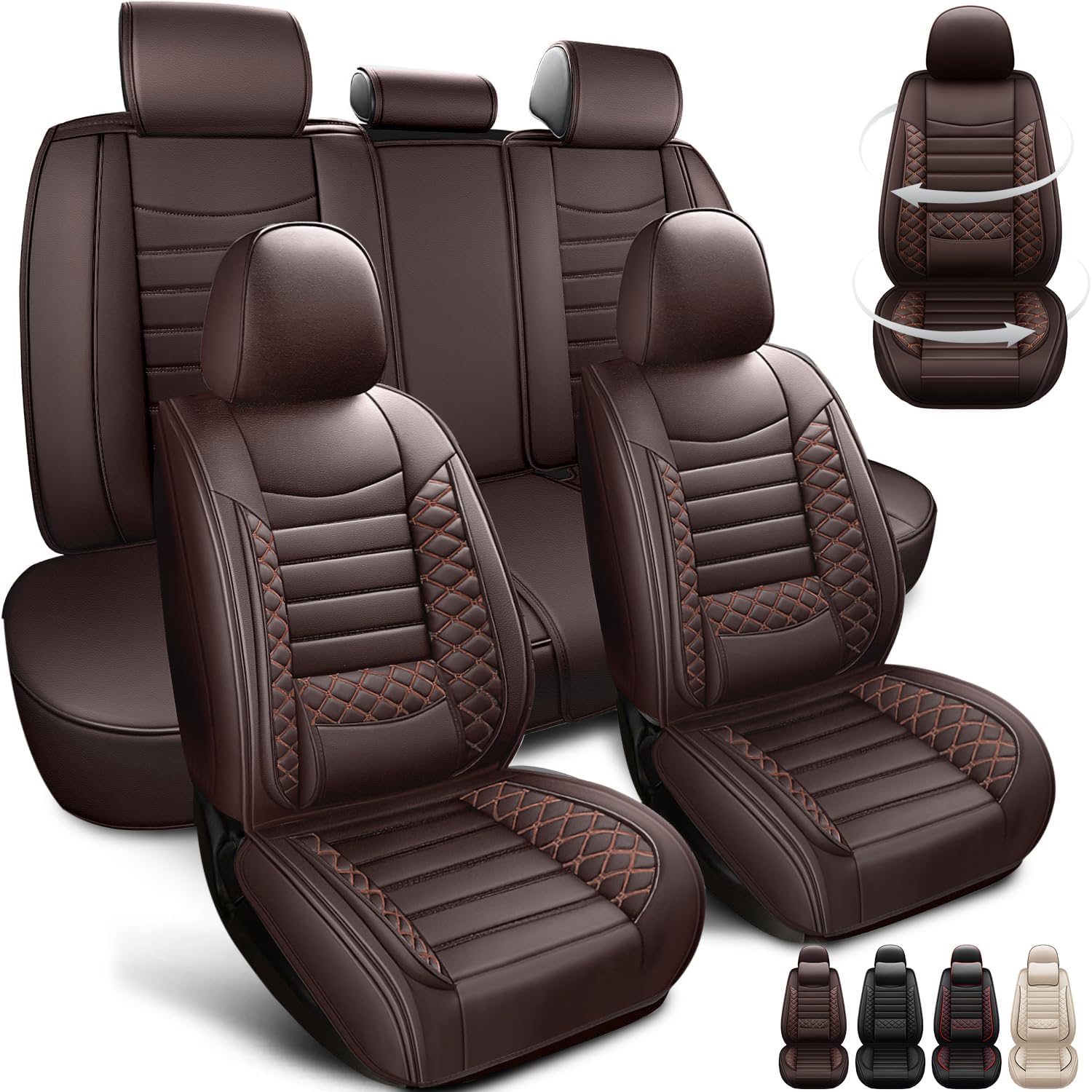 Leather Seat Covers for Kia Sportage 2005-2024 2025,Luxury Car Seat Cover Full Set 5 Seats,Waterproof Seat Protectors Auto Seat Covers,Breathable Interior Cover Seats for Cars(Brown)