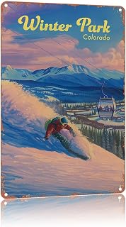 Winter Park Ski Resort Metal Signs,City Scenery Poster Home Wall Decor, Suitable For Bedroom, Living Room, Bar, Kitchen And Dining Room,Plaque 8 X 12 Inch