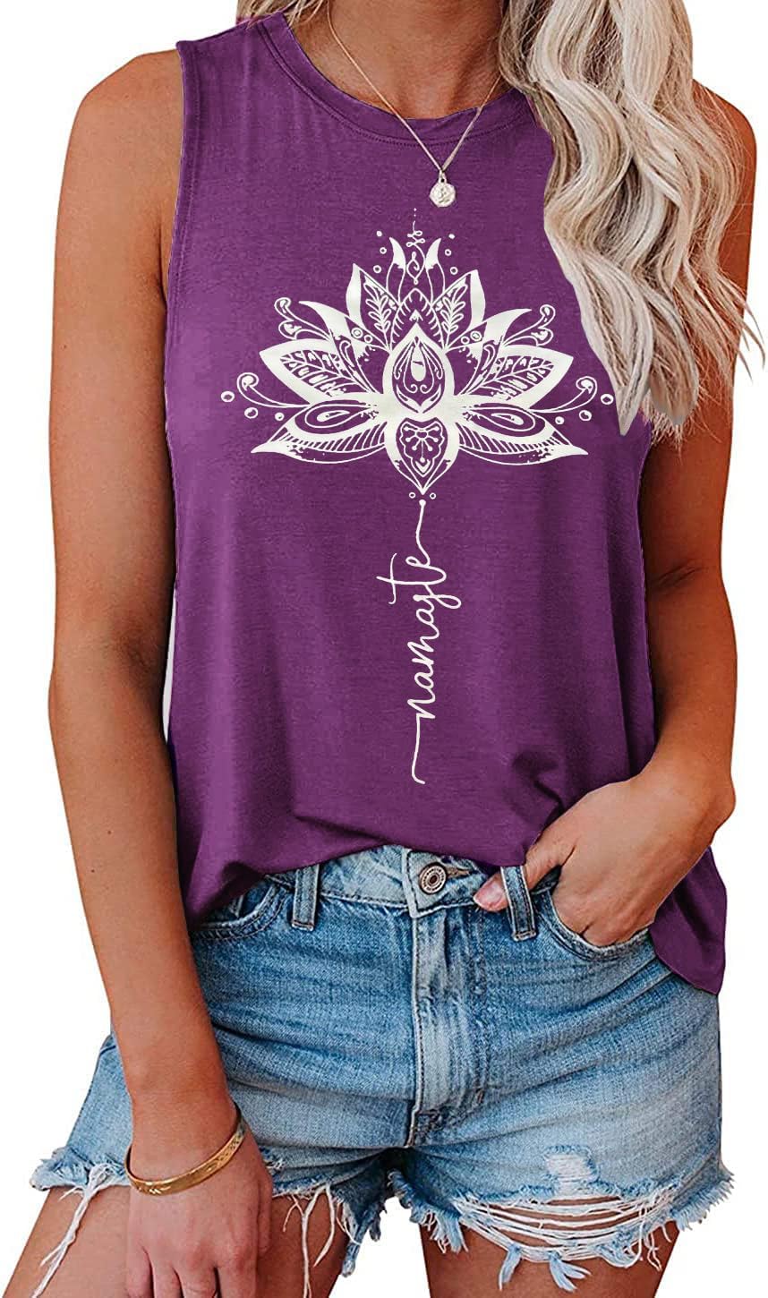 IRISGOD Womens Tank Tops Loose Fit Summer Cute Graphic Sleeveless Shirts Workout Basic Tunic