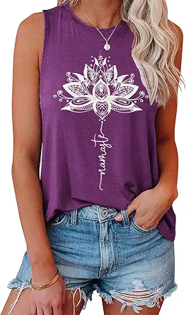 IRISGOD Women's Tank Tops Loose Fit Summer Graphic Sleeveless Shirts
