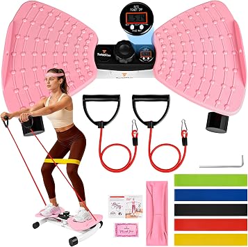 Waist Twister Machine Exercise with Digital Counter for Men and Women - Adjustable ab Twister Board for Stomach Workout - 300LB Capacity, 20dB Ultra-Quiet Noiseless Board with Extra Accessories
