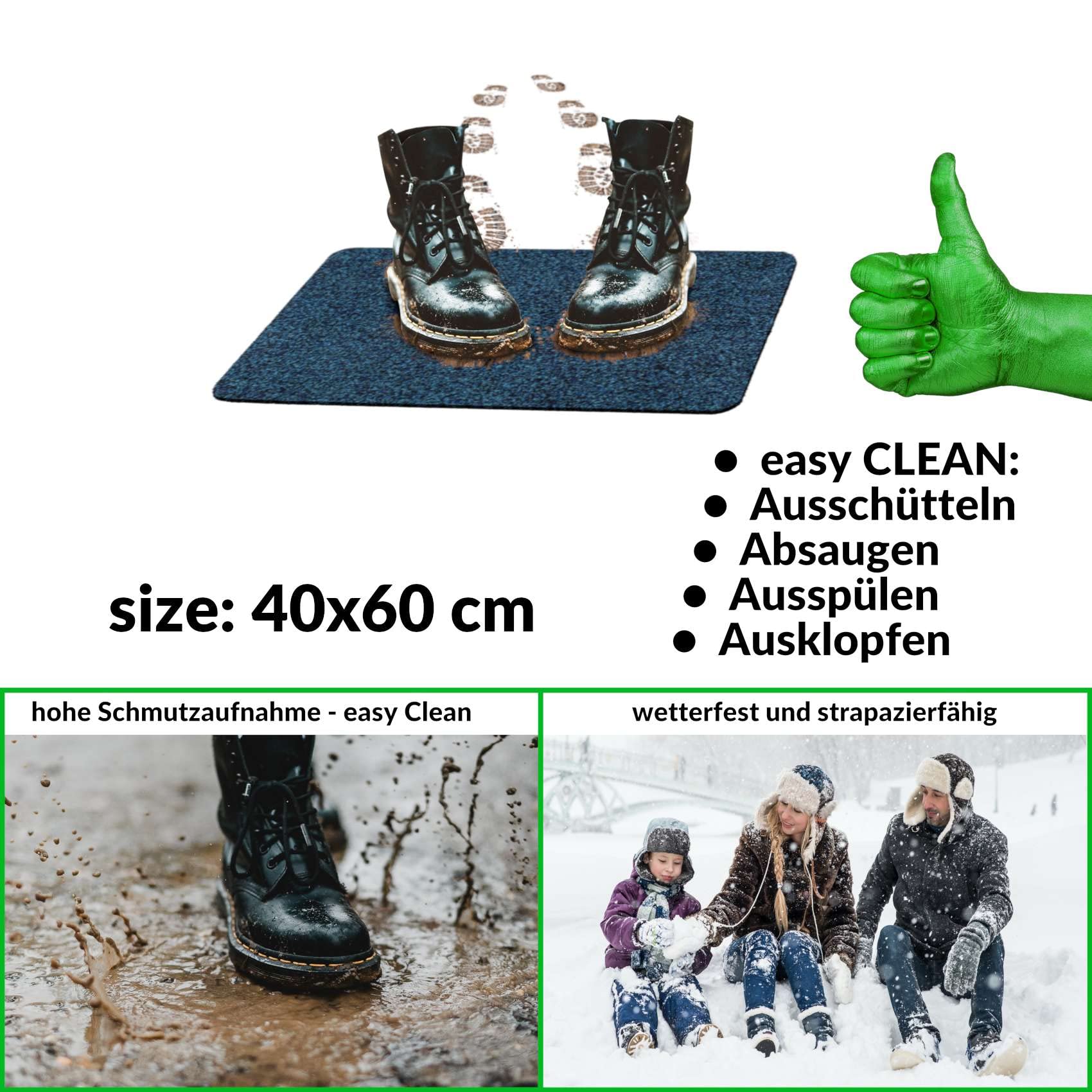 Besuche den ANRO- ANRO Fußmatte Schmutzfangmatte Türmatte rutschfest Fußabstreifer abwaschbar robust für Eingang, Haustür, Flur innen & außen Poet Küche, 60 x 40 cm (Rechteckig) in use