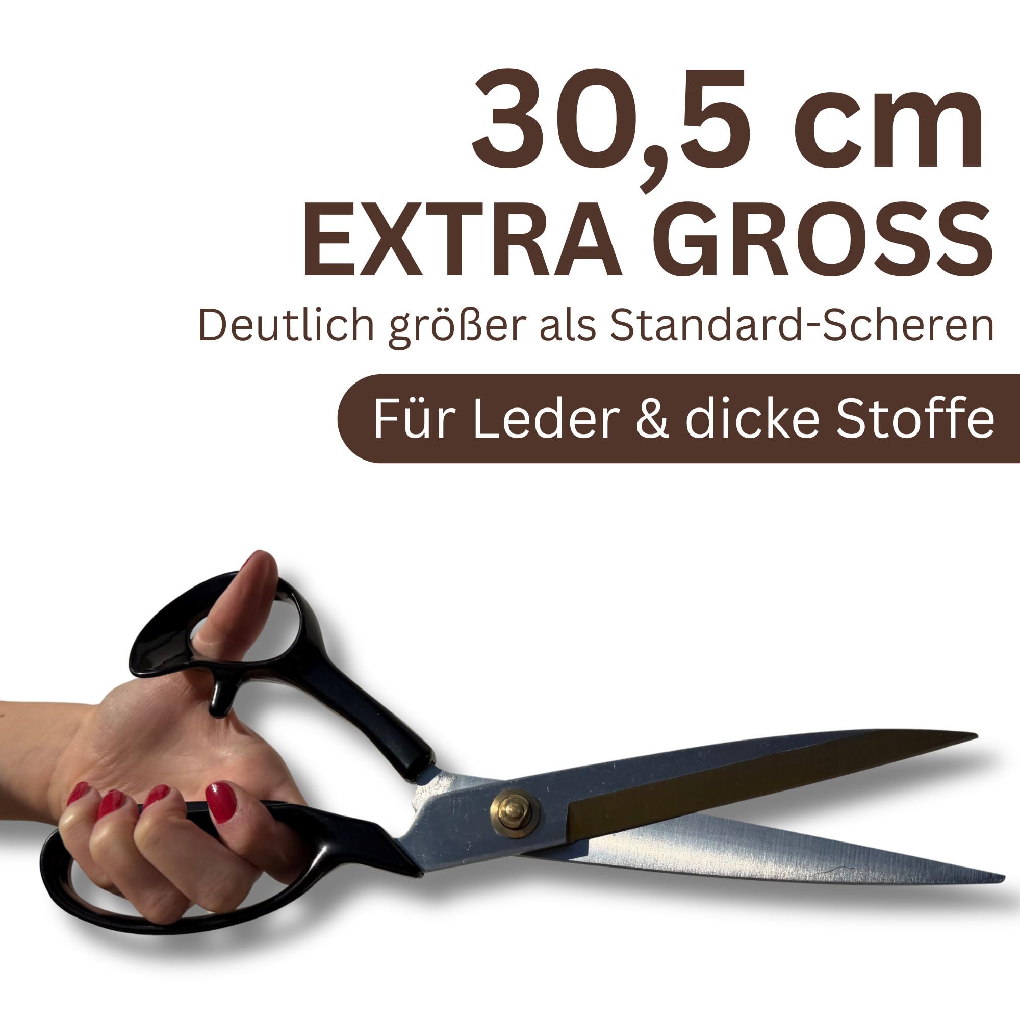Schneiderschere 30,5cm EXTRA GROSS/400g – Profi Stoffschere für Leder & dicke Stoffe(KEINE Bastelschere) – für große Hände & Kraftschnitte – Edelstahl, extra scharf – mit Fadenschneider & Geschenkbox