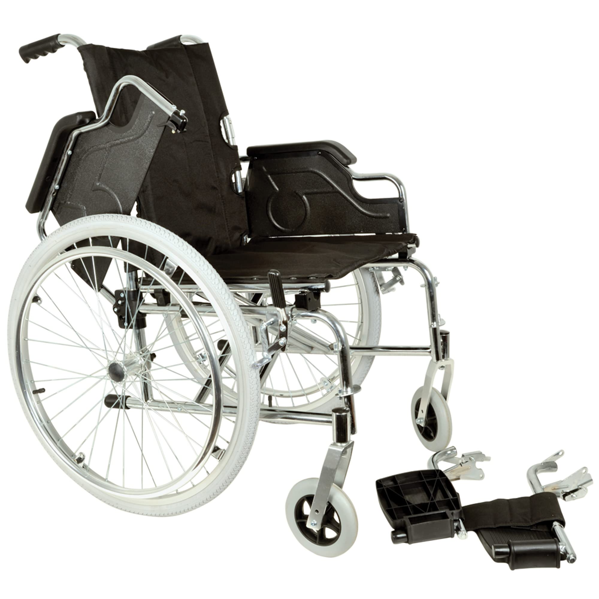 GIMA Royal Silla de ruedas con asiento de 46 cm, tela negra.
