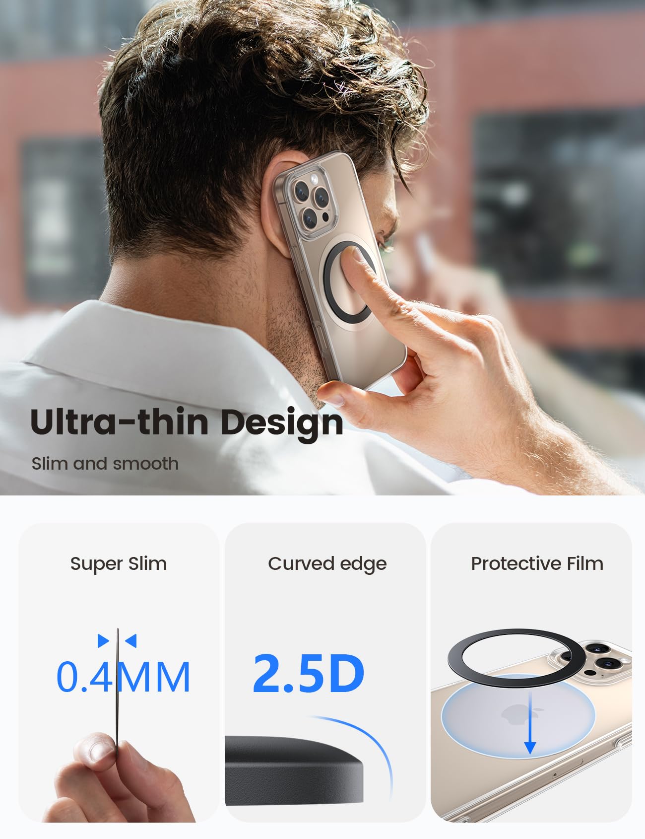 Lamicall naklejki pierścieniowej dla Mag-Safe - [4 sztuk]Ekstra silny metalowy pierścień,zestaw konwersyjny na bezdotykowego ładowania, odpowiedni dla iPhone 16/15/14/13/12/11, Galaxy,Android - Czarny