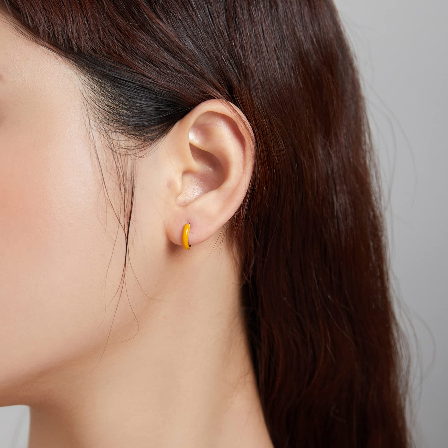 Orecchini a Cerchio d'oro 925 Argento Sterling Piccolo Orecchini a Cerchio penzolamento Zirconia cubica in Oro Bianco Femminile Boho femmini