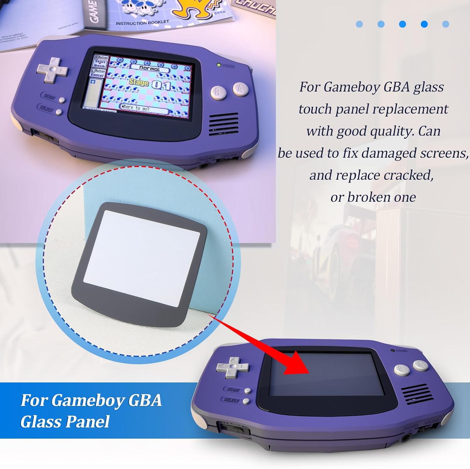 2PCS Front Glass for Gameboy Advance GBA System Protective Screen Lens Case Cover Glass Panel Screen Lens Front Display Replacement with Tools(Black) image 5