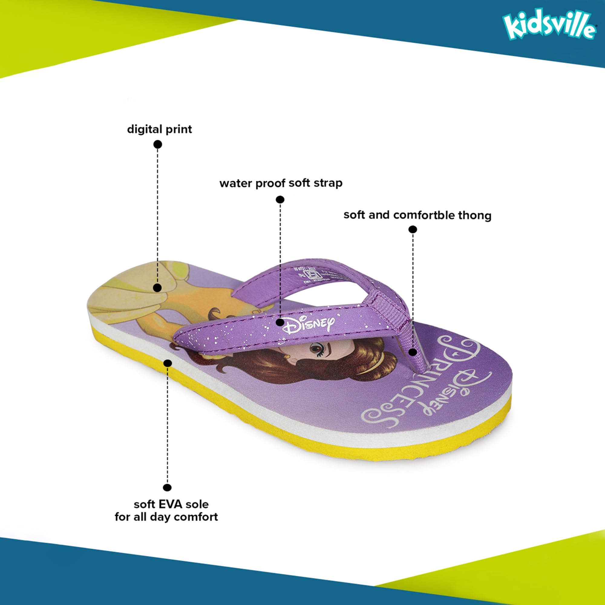 Kidsville Chanclas estampadas para niños y niñas, color morado cielo
