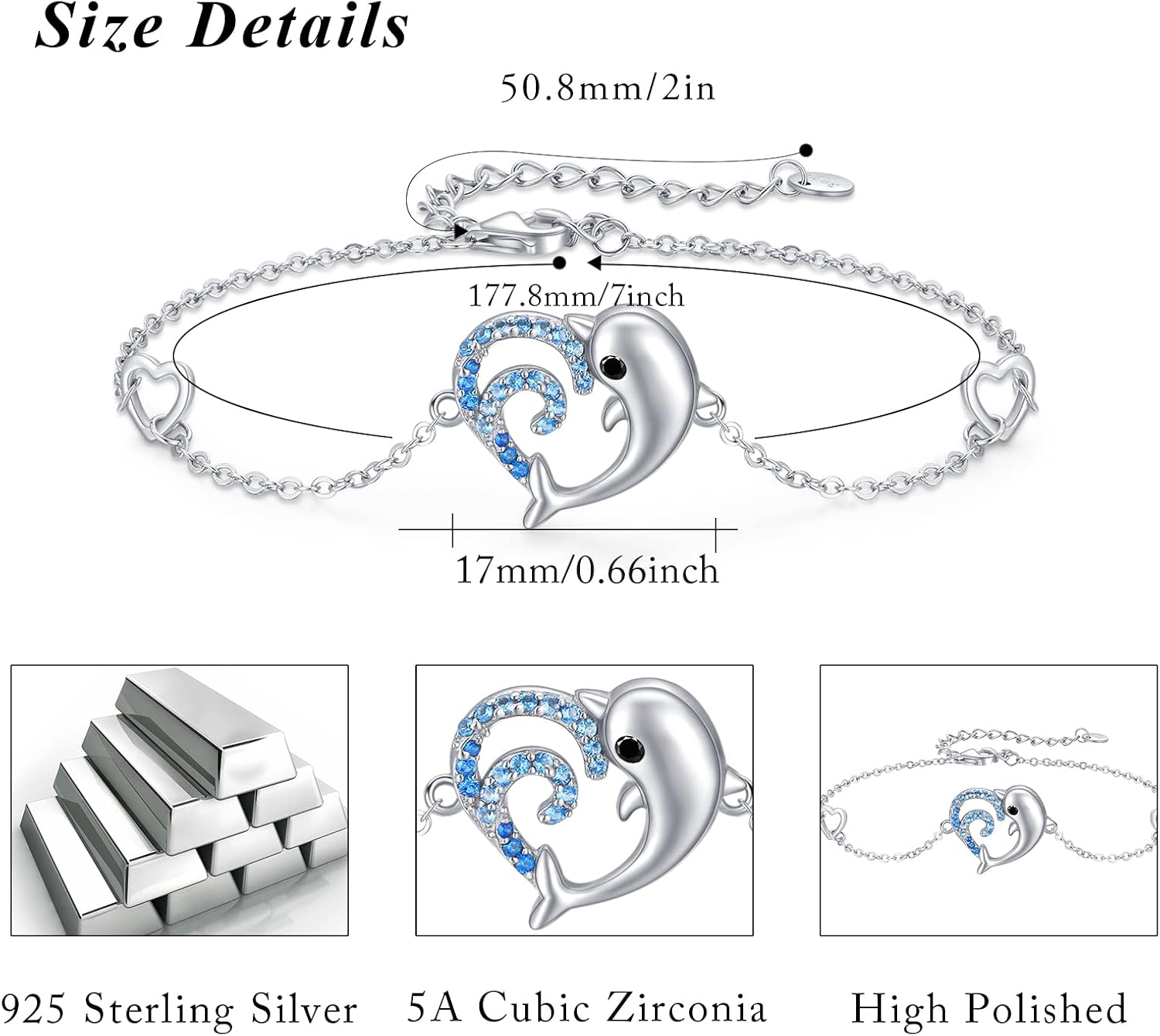 Ocean Bracelet for Women 925 Sterling Silver Ocean Bracelet Adjustable Ocean Jewelry Gift for Women - Image 5