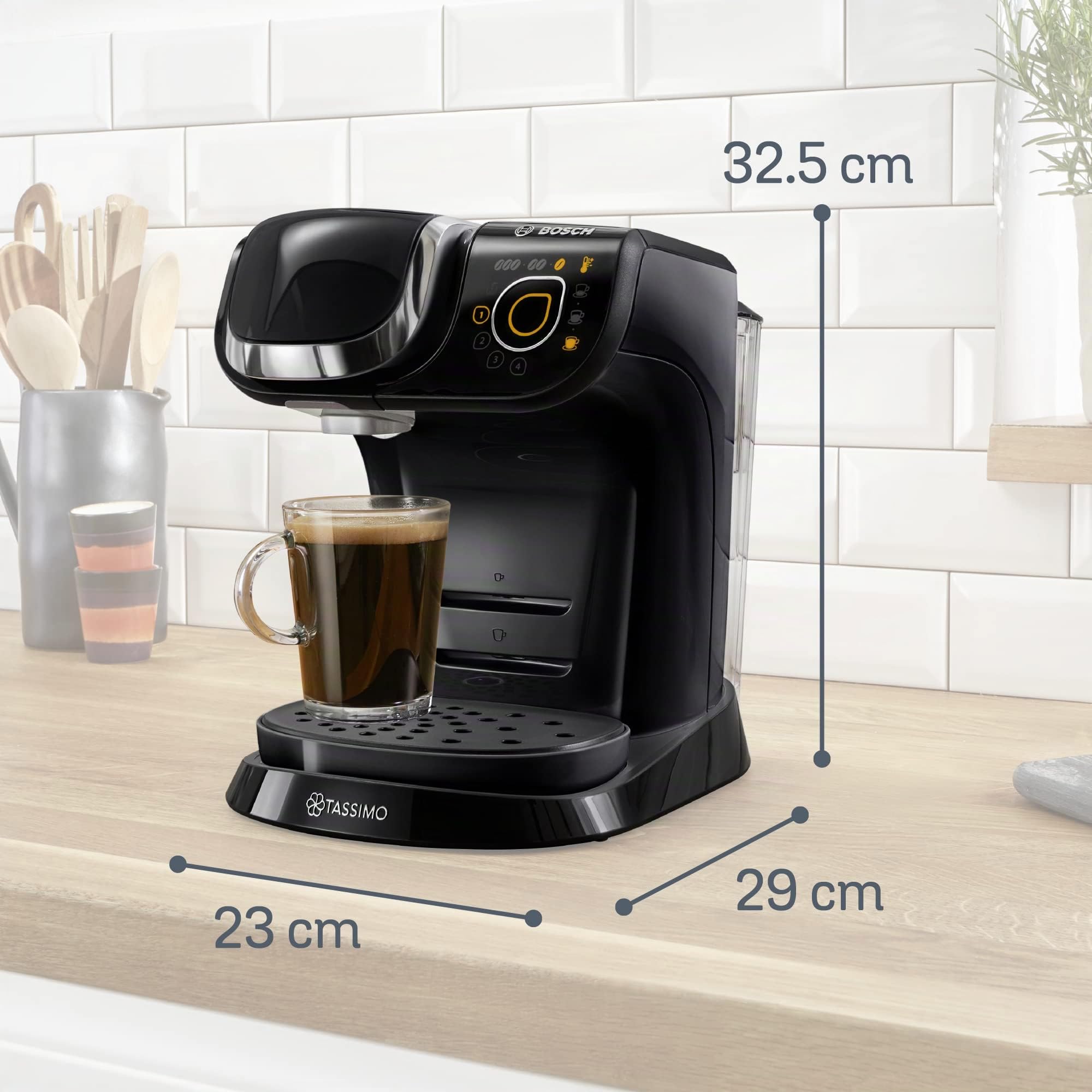 Bosch Tassimo My Way Machine à Café, tas 6502, plus de 40 boissons chaudes, OneTouch, cafetière à dosette, des boissons personnalisées, filtration d'eau Brita Maxtra+, Intellibrew, noir intense