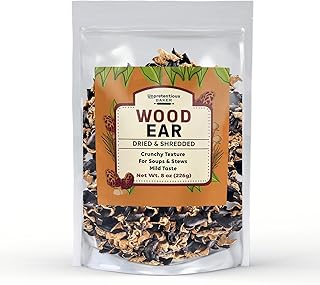 Unpretentious Shredded Wood Ear Mushrooms, 8 oz Dried Black Fungus, Crunchy Texture & Mild Flavor