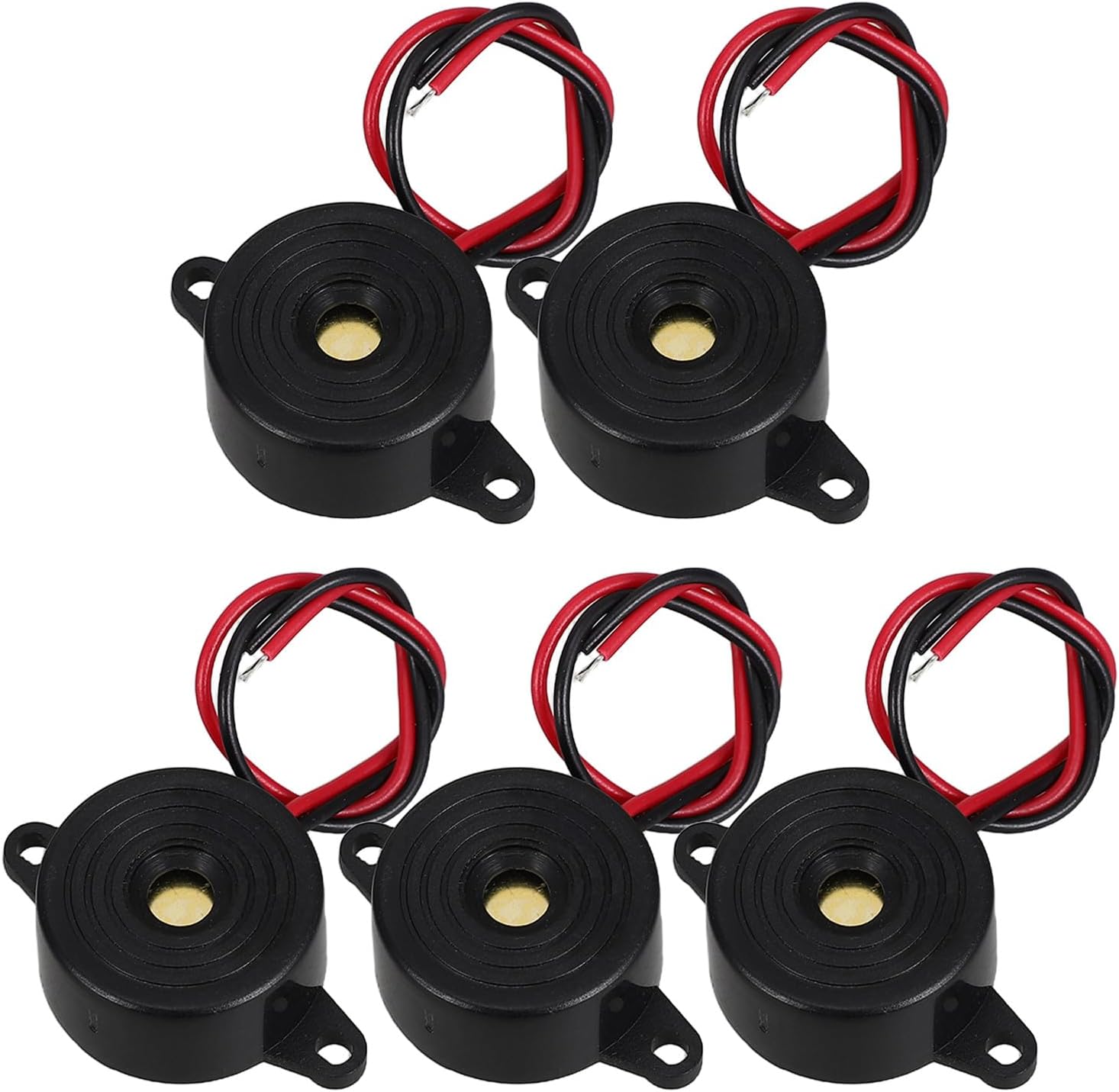 Operitacx 5PCS Active Piezo Buzzer - Active Electronic Alarm Device with Lead Wire - 3-24V DC 90dB Continuous Piezo Buzzer for Educational Projects Safety Reminders