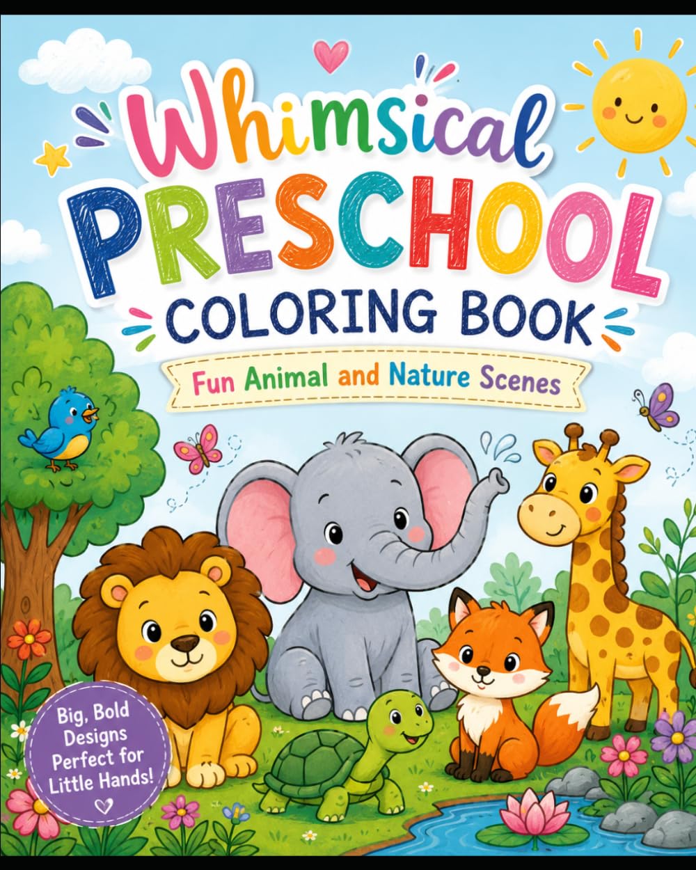 Whimsical Preschool Coloring Book: Fun Animal and Nature Scenes: Boost Creativity and Fine Motor Skills with Engaging Illustrations for Early Learning