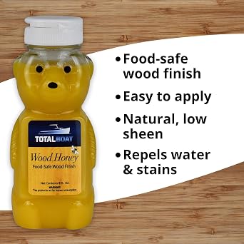 TotalBoat Wood Honey Food Safe Finish - Conditioning Oil for Cutting Boards & Butcher Blocks (8 oz)