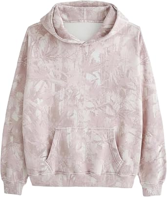 MSBESYOR Camo Hoodie for Men Women Oversized Fleece Maple Leaf Hooded Sweatshirt Graphic Print Pullover Hoodies with Pocket