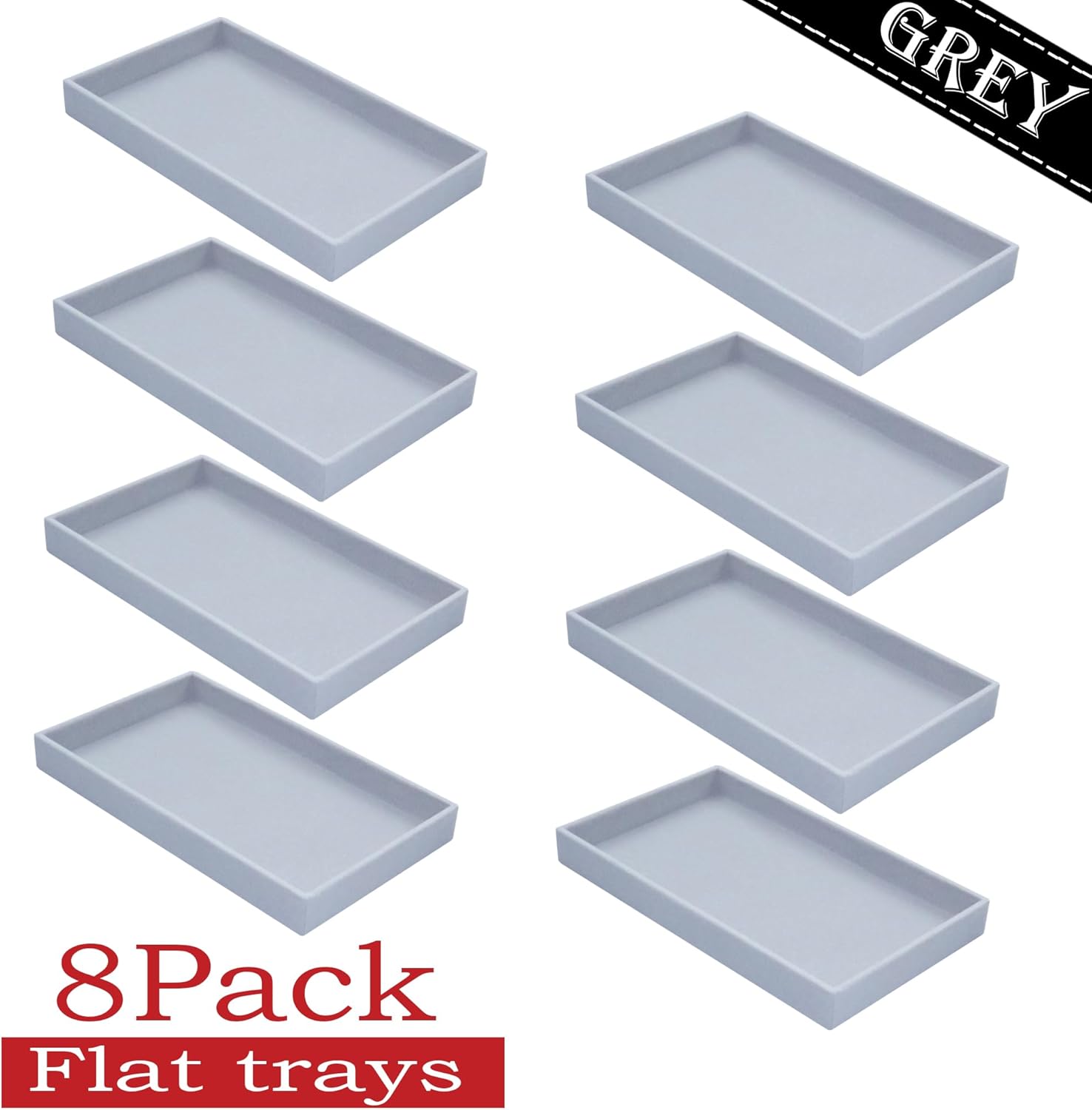 8 Pack Stackable Velvet Jewelry Trays Organizer for Drawers Large Jewelry Storage Display Tray for Earring Ring Necklace