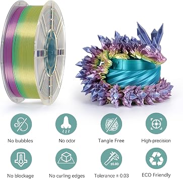 خيوط Kingroon Silk PLA مقاس 1.75 مم وقوس قزح PLA ثلاثي الألوان