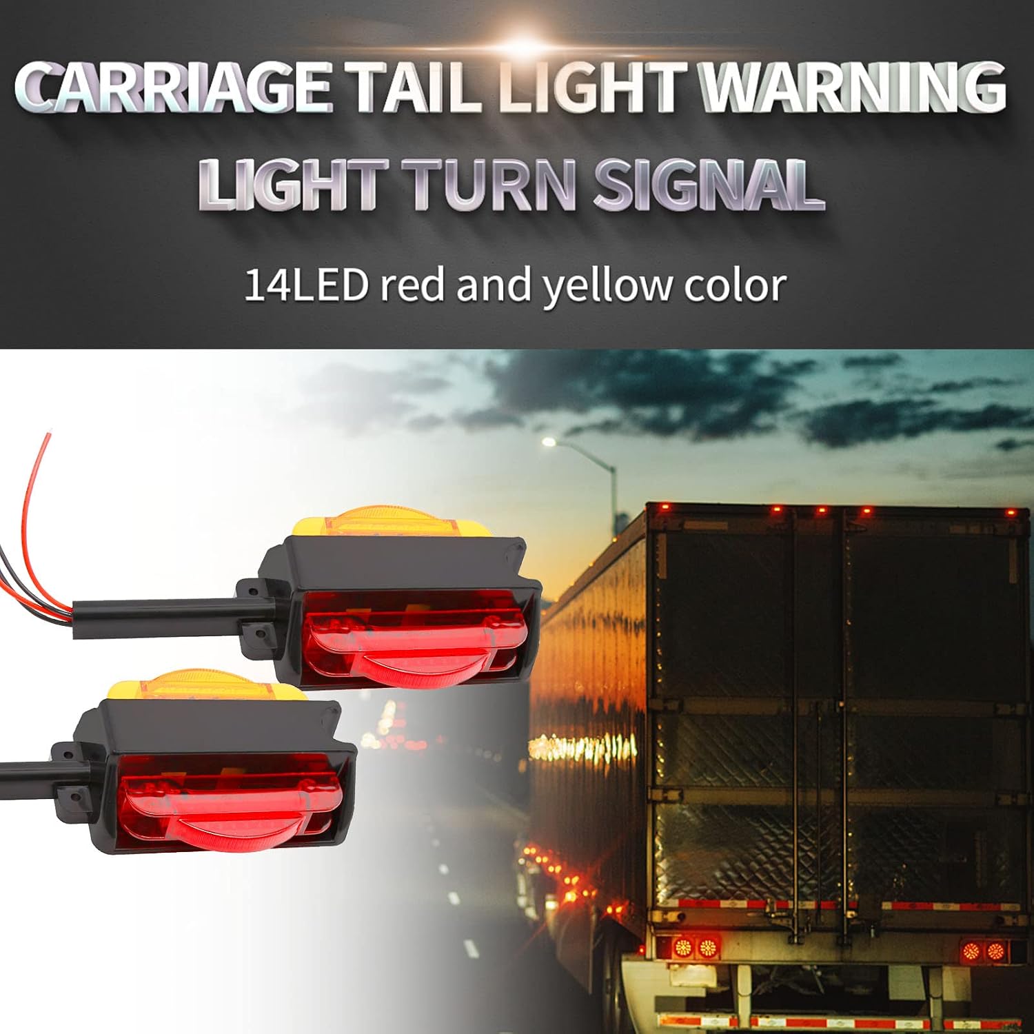 UOIENRT 2Pcs LED Trailer Fender Light, Pre-Wired Dual Face with Pedestal, Super Bright Amber & Red for Car Tail Lights, Warning Lights, Turn Signal Lights