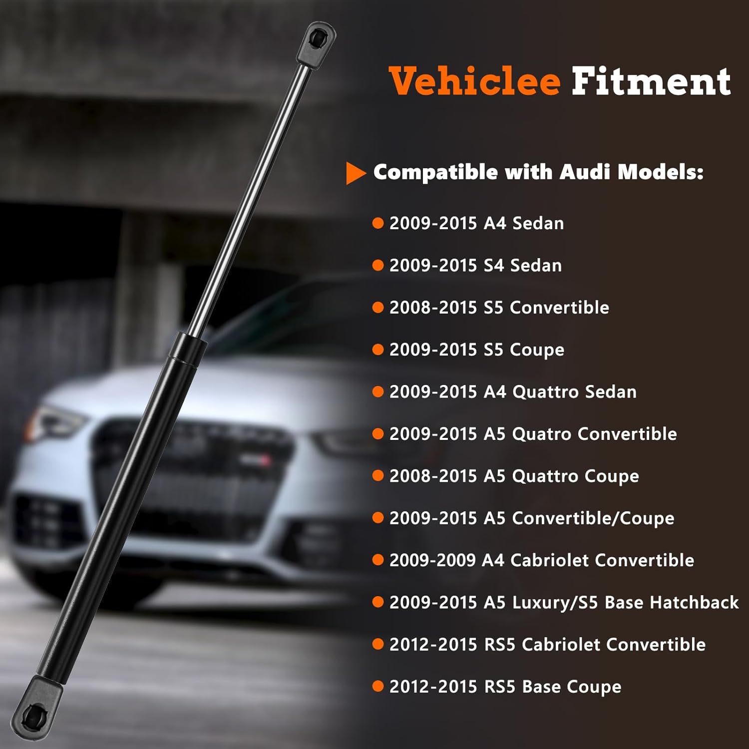 Front Hood Struts, Hood Shocks Lift Supports Replacement for Audi A4/A4 Quattro/S4/S5 2009-2016, A5/A5 Quattro 2009-2017, 1 Pack