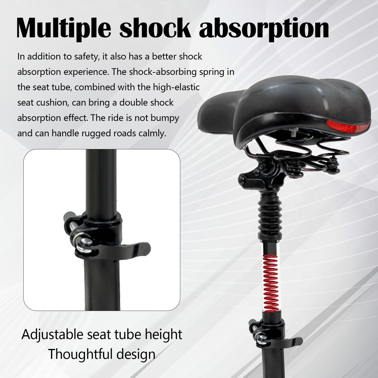 Siège de Trottinette Électrique ZT3Pro, Hauteur Réglable de 45 à 65 cm Coussin Amortisseur Pliable pour Trottinette Électrique Homologuée pour La Route pour Le Cyclisme Longue Distance