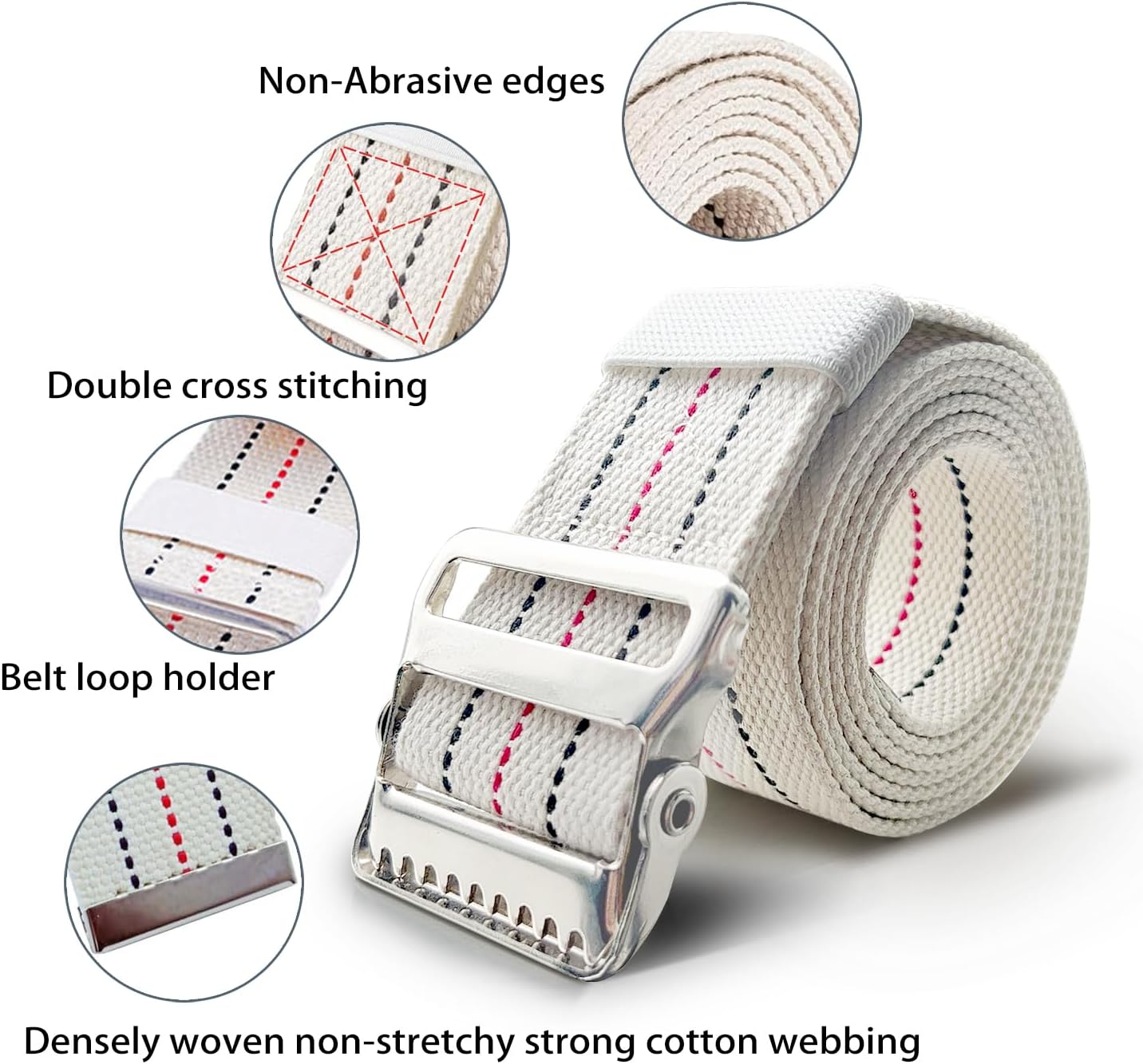 10 Packs Transfer and Gait Belts with Metal Buckle and Belt Loop Holder - Standing and Transfer Walking Assist Aid for Seniors, Elderly Patients, Caregiver, Nursing, Therapist, 60 inch