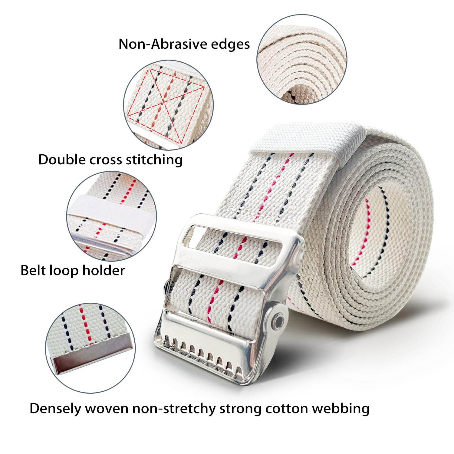 10 Packs Transfer and Gait Belts with Metal Buckle and Belt Loop Holder - Standing and Transfer Walking Assist Aid for Seniors, Elderly Patients, Caregiver, Nursing, Therapist, 60 inch — Amazon image 2